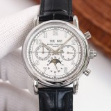 Patek Philippe Grand Complication Chronograph 316 Case All Steel Nano Platinum Plated Calfskin Strap Original Box