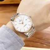 Omega boutique men's watch big three needle design top 316 stainless steel case taboo calfskin strap original box