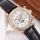 Patek Philippe Grand Complication Chronograph 316 Case All Steel Nano Platinum Plated Calfskin Strap Original Box