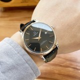 Omega boutique men's watch big three needle design top 316 stainless steel case taboo calfskin strap original box