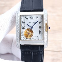 Cartier latest cartier tank series luxury boutique sapphire glass super waterproof French waterproof leather belt with original box