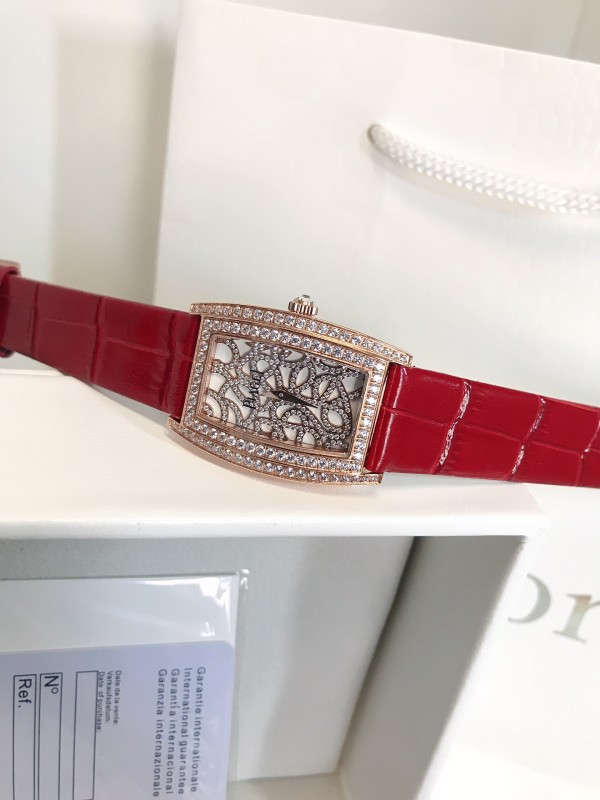 Piaget Ladies Watch Case set with two dazzling diamonds and silk strap with original box