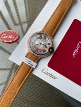 Cartier Blue Balloon Watch Luxury Collection With Swarovski Crystal Diamond Dial Crocodile Pattern Leather Strap With Original Box