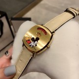 Gucci Collection Watch with Mickey Pattern Stainless Steel Case 2 Window Displays Hours and Minutes Interlocking Double G Stainless Steel Bracelet With Original Box