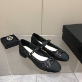 Chanel 2022 early autumn new retro Mary Jane shoes upper with special shiny fabric stitching design with original original box