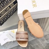 Dior Women's Early Spring New Jacquard Embroidered Diamond Slippers with Original Box