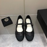 Chanel 2022 early autumn new retro Mary Jane shoes upper with special shiny fabric stitching design with original original box