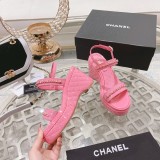 Chanel 2022 spring and summer new wedge macaron sandals with original original box