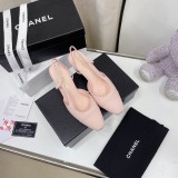 Chanel classic thick heel square head color matching all-match high-heeled back empty women's sandals with original box