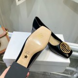 Dior spring and summer latest fashion show haute couture series retro Roman style high-heeled women's single shoes thick heel square toe shoelace original box