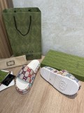 Gucci2022 Spring/Summer Colorful Multicolor Linen Woven Series Thick Soled Sandals Sandals Slippers with Original Box