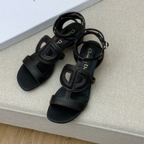 Dior 2022 spring and summer new three-dimensional letter LOGO flat hollow pig nostril women's shoes thick heel Roman style one ring with sandals with original original box