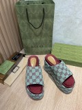 Gucci2022 Spring/Summer Colorful Multicolor Linen Woven Series Thick Soled Sandals Sandals Slippers with Original Box