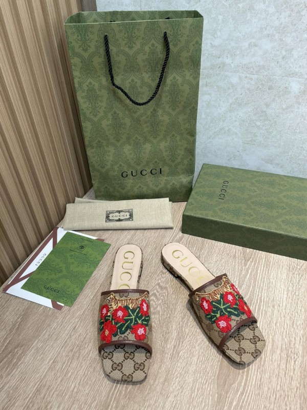 Gucci 2022 new double G hardware classic old flower high quality slippers with original original box