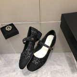 Chanel 2022 early autumn new retro Mary Jane shoes upper with special shiny fabric stitching design with original original box