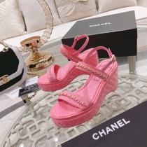 Chanel 2022 spring and summer new wedge macaron sandals with original original box