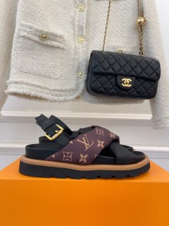 Louis Vuitton Spring/Summer 2022 New Presbyopia Series Velcro Couple Sandals with Original Box