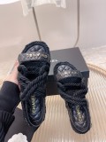 Chanel Spring/Summer New Hemp Rope Woven Velcro Sandals With Original Box