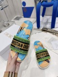 Dior2022 ladies spring and summer new thick bottom electric embroidered sandals and slippers with original original box