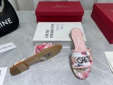 Ferragamo Niche Round Toe Flat Buckle Colorful Slippers With Original Box