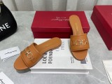 Ferragamo Niche Round Toe Flat Buckle Colorful Slippers With Original Box