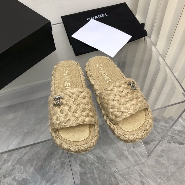 Chanel 2022 Spring/Summer New Holiday Series Hemp Rope Slippers Original Box