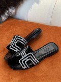 Hermes Spring/Summer 2022 Classic Diamond Flat Slippers With Original Box