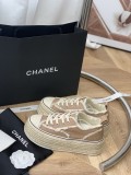 Chanel New Thick Sole Woven Canvas Laces Original Box