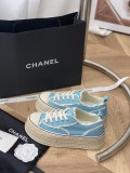 Chanel New Thick Sole Woven Canvas Laces Original Box