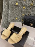 Chanel Early Spring Diamond Tapered Heel Double C Hardware Buckle Slippers Original Box