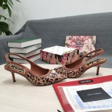 Dolce & Gabbana 2022 early spring new 3D printing mid-heel leopard print high-heeled shoelace original box