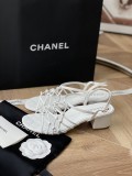 Chanel Early Spring New Braided Leather Chunky Heel Sandals with Original Box