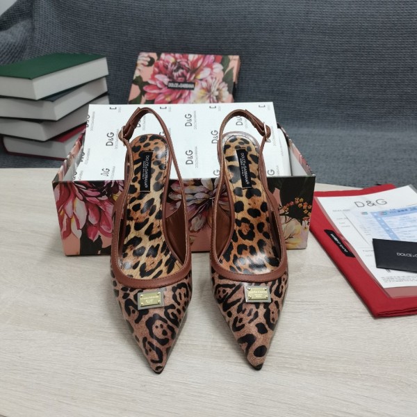 Dolce & Gabbana 2022 early spring new 3D printing mid-heel leopard print high-heeled shoelace original box