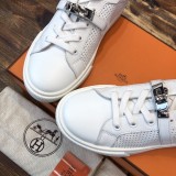 Hermes men's and women's casual sports white shoes with original box