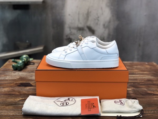 Hermes men's and women's casual sports white shoes with original box