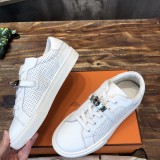 Hermes men's and women's casual sports white shoes with original box