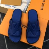 Louis Vuitton Men's Thick Leather Outsole Slippers with Original Box