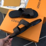 Louis Vuitton Men's Thick Leather Outsole Slippers with Original Box