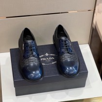 Prada Men's Classic Lace-Up Square Toe Shoes With Original Box