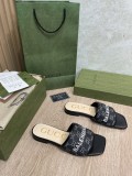 Gucci 2022 Ladies Spring/Summer Joint Classic GG Embroidered Jacquard Canvas Sandals and Slippers with Original Box