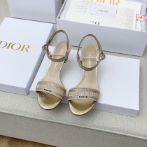 Dior 2022 spring and summer latest rhinestone round head high-heeled electro-embroidered color-blocking sandals with original box