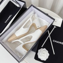 Chanel Ladies Spring/Summer Chunky Heel Classic Side Air Sandals with Original Box