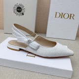 Dior 2022 spring and summer latest flat heel bow webbing back empty sandals with original box