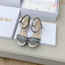 Dior 2022 spring and summer latest rhinestone round head high-heeled electro-embroidered color-blocking sandals with original box