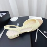 Chanel Ladies Spring/Summer Chunky Heel Classic Side Air Sandals with Original Box