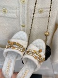 Chanel 2022 spring and summer new products pendant pearl chain slippers with original box