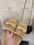 Chanel 2022 spring and summer new products pendant pearl chain slippers with original box