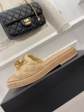 Chanel 2022 spring and summer new products pendant pearl chain slippers with original box