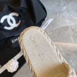 Chanel 2022 spring and summer new products hemp rope woven honey slippers with original box