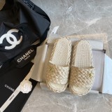 Chanel 2022 spring and summer new products hemp rope woven honey slippers with original box